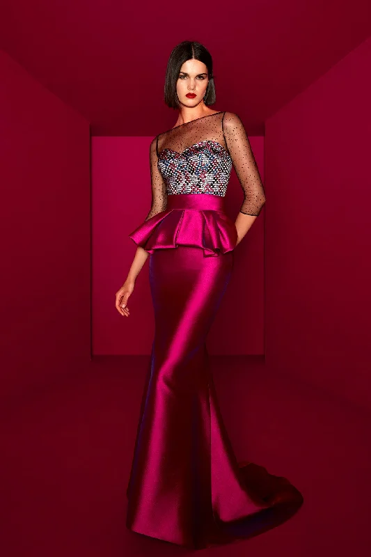 3/4 sleeves mikado dress