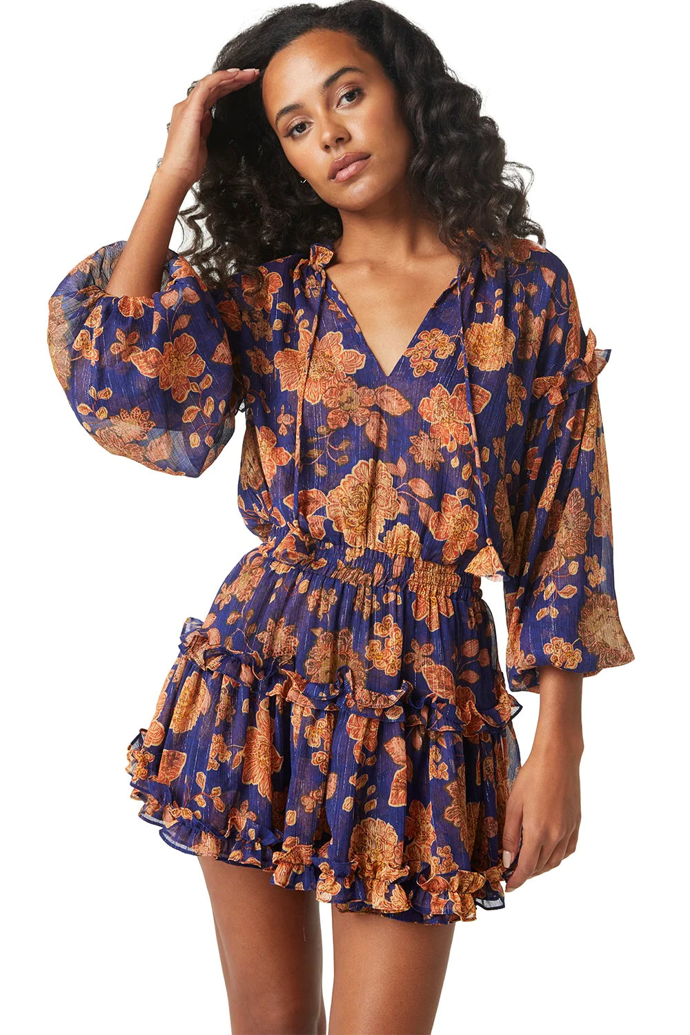 Elena Dress Blue Marigold Flora Misa
