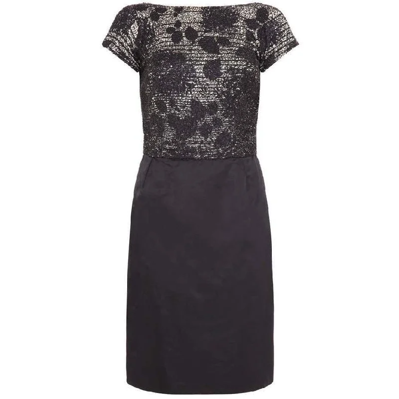 1960s Monochrome Beaded Bodice Dress