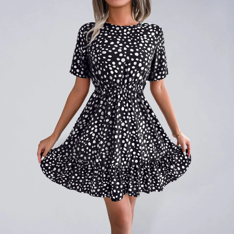 Blue Zone Planet |  New casual polka dot waist ruffled dress