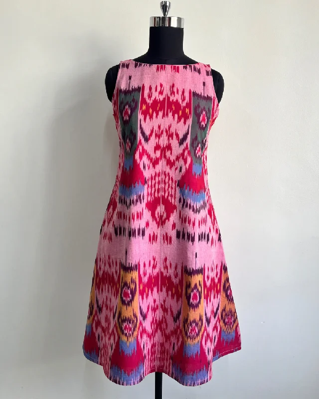Amrit Dress- Pink Uzbek Ikkat