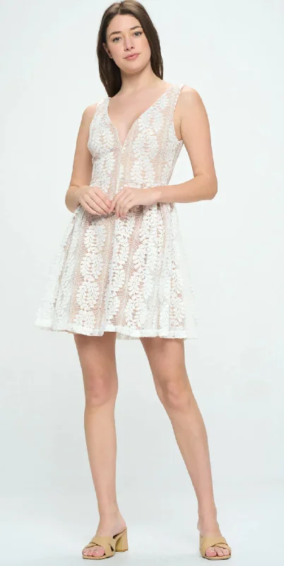 Sleeveless Lace Skater Dress