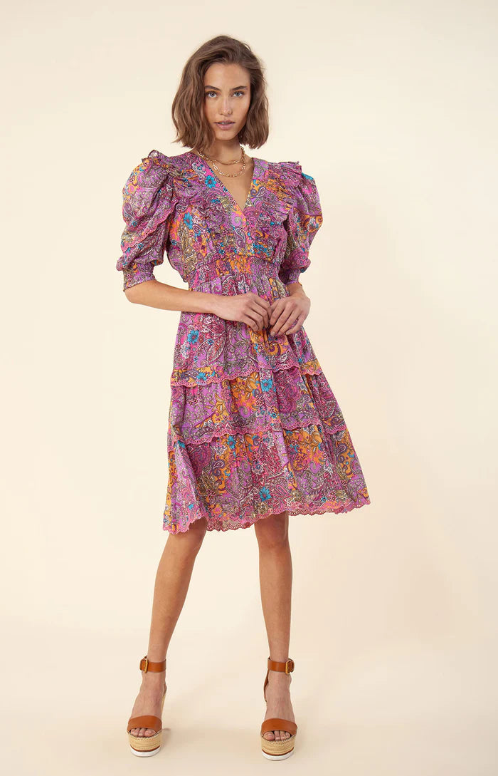 Eola Eyelet Trim Voile Dress Pink - Hale Bob