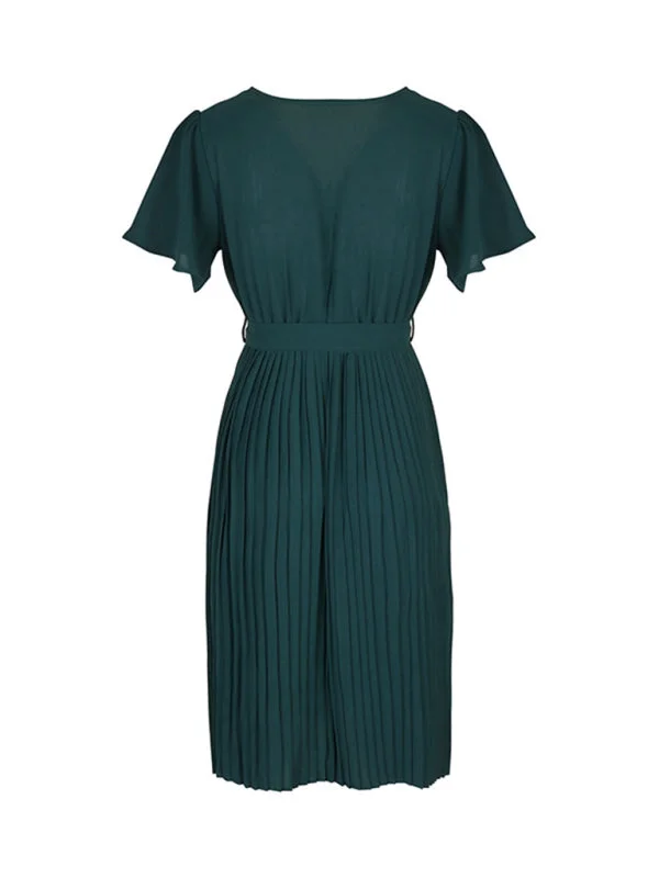 Blue Zone Planet |  Solid Color Pleated French Elegant Dress