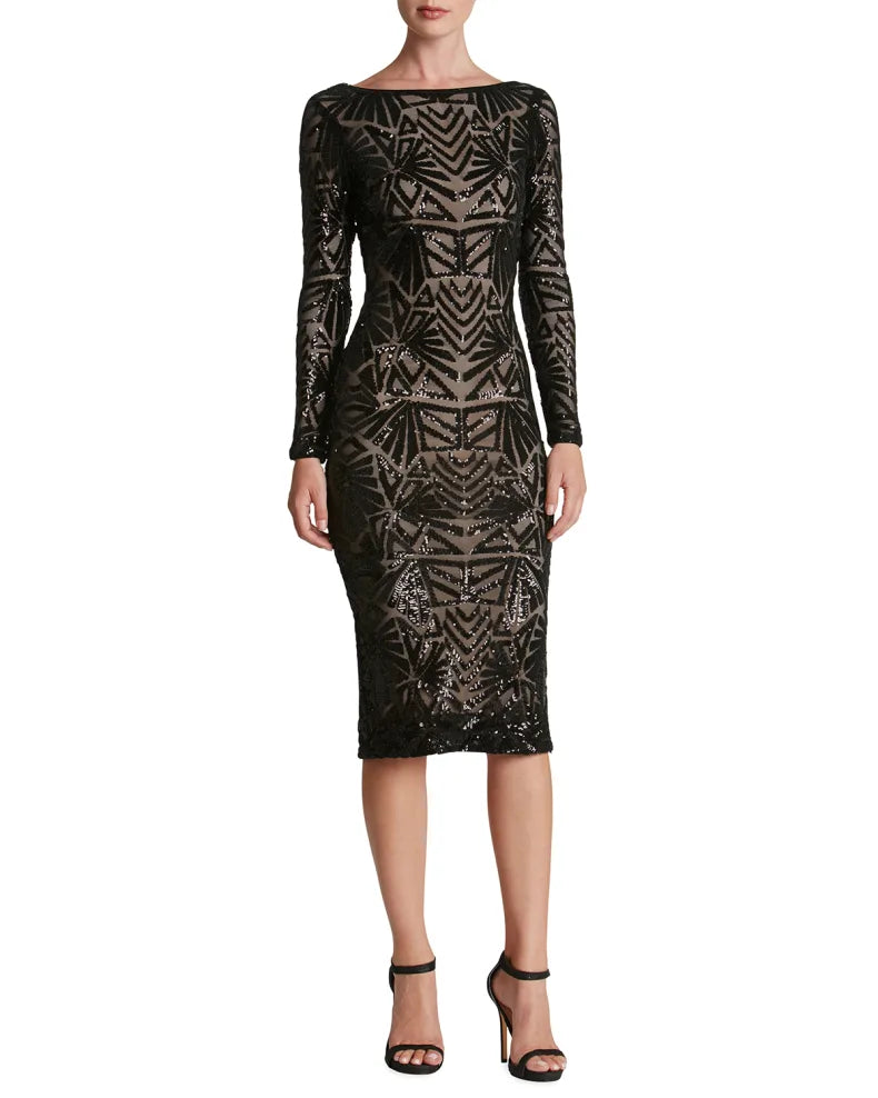 Emery Dress Black/Nude - Dress The Population