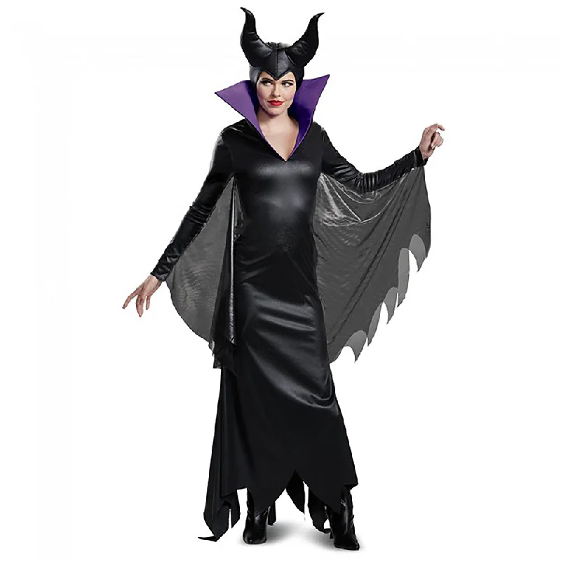 Maleficent Costume Dress w/ Headpiece Women's Deluxe Sleeping Beauty Outfit