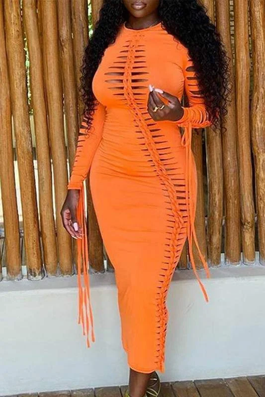 BRAIDED CUTOUT LOND DRESS