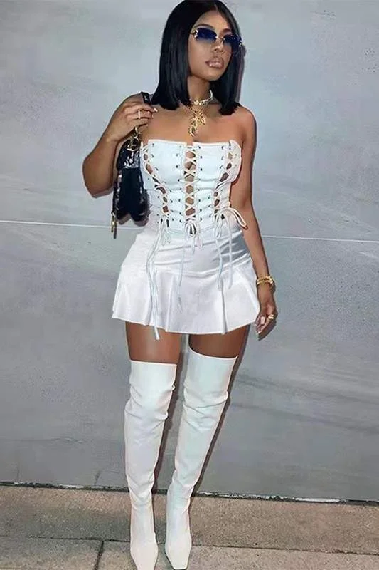 LACE UP HOLLOWED OUT DRESS