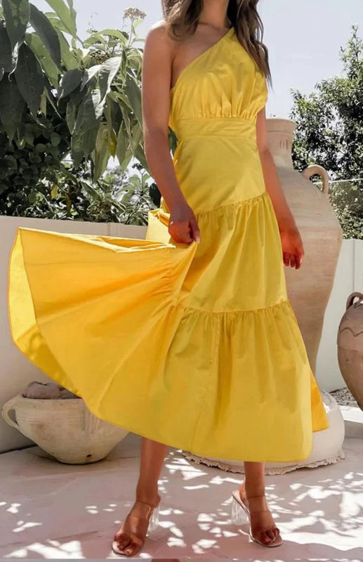 Blue Zone Planet |  Women's One Shoulder Gathered Long Dress