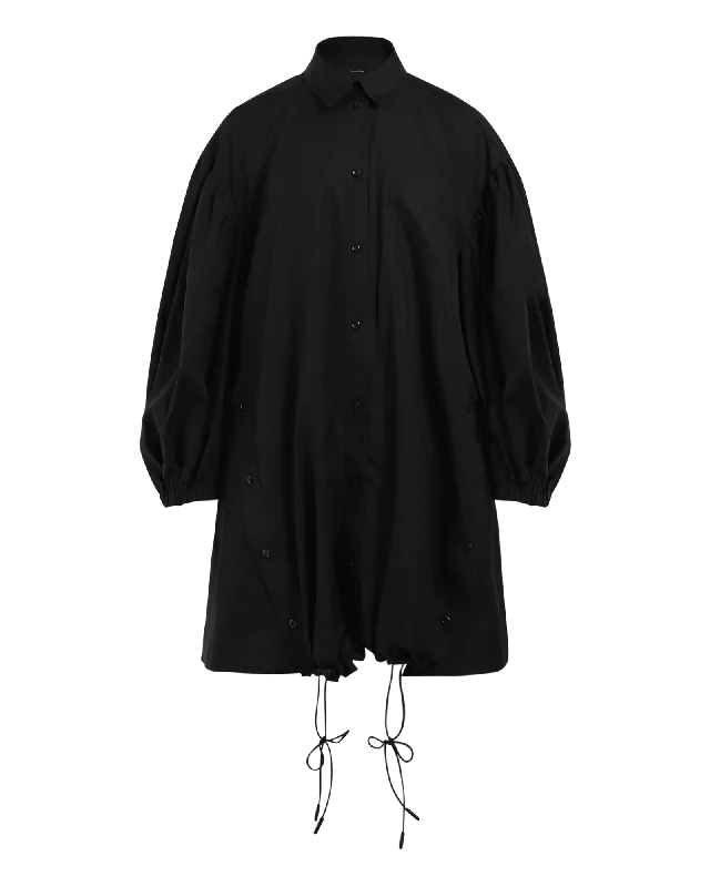 Button Detail Puff Sleeve Dress