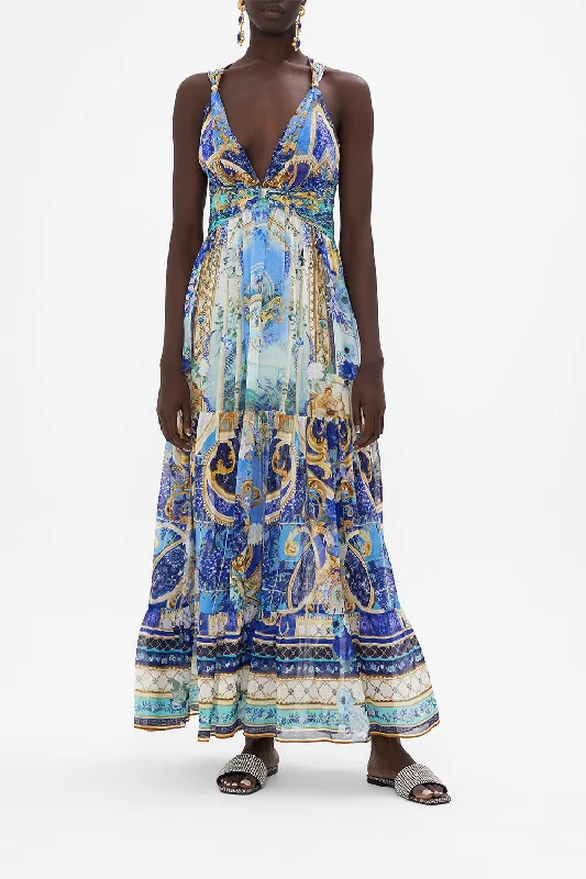 T Back Gathered Panel Dress Views Of Vesuvius - Camilla