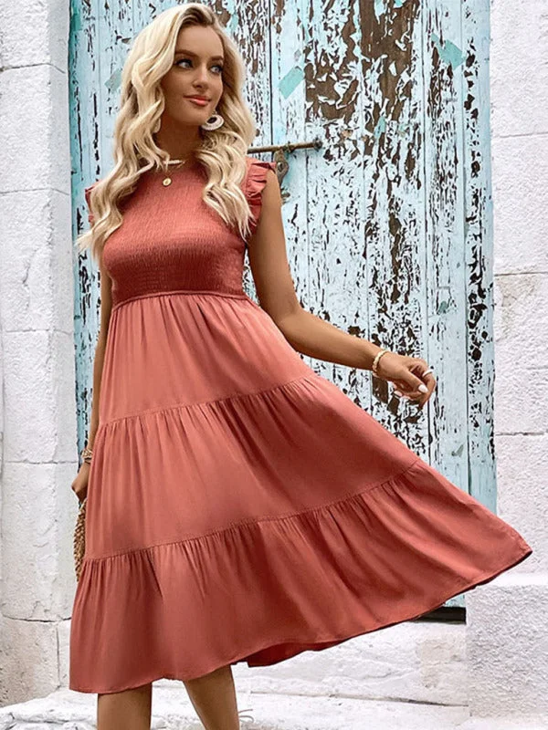 Blue Zone Planet |  Ladies Slim Solid Color Dress