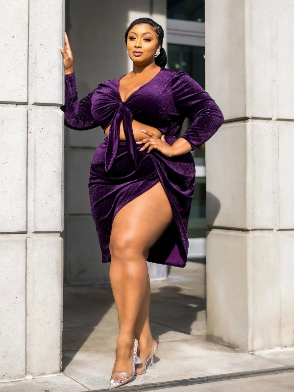 Fashion To Figure - Imani Tie Front Velvet Dress - FTF LAB 007: Nzinga Imani