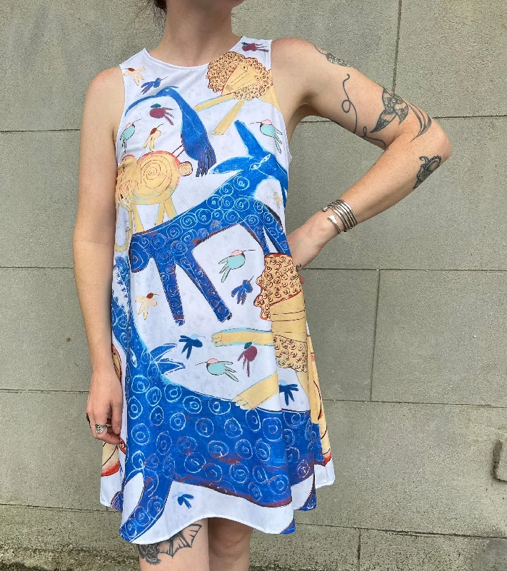 Mixed Menagerie Art Dress (white)