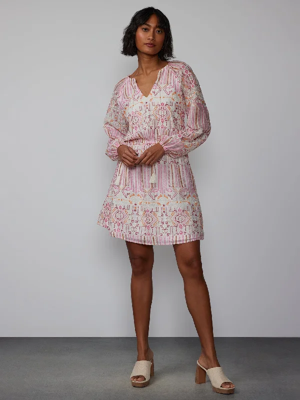 Long Sleeve Embroidered Peasant Dress