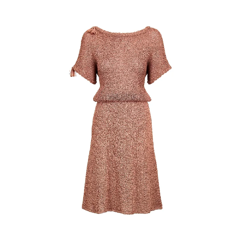 1950s Blush Pink Ribbon Work Dress