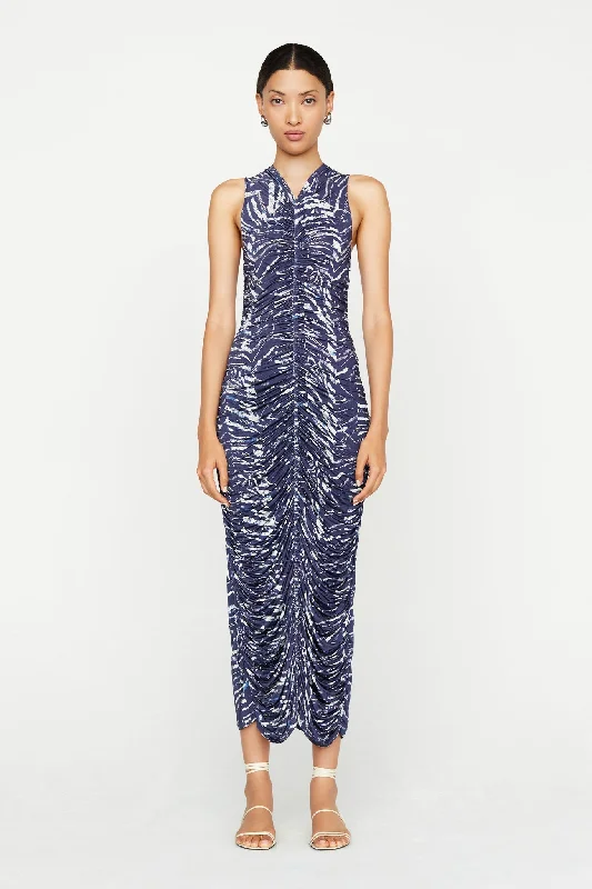 Roxie Dress Indigo Zebra - Marie Oliver
