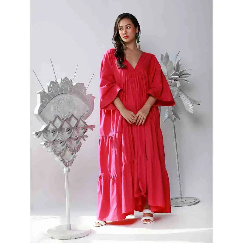 Ekastories Hot Pink Tiered Dress