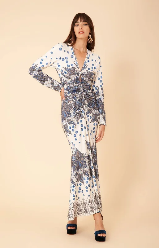 Floria Shirred Jersey Dress Ivory - Hale Bob