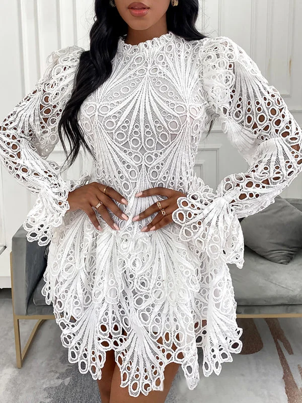Blue Zone Planet |  elegant white lace hollow dress