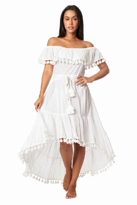 Debby High Low Dress White - La Moda