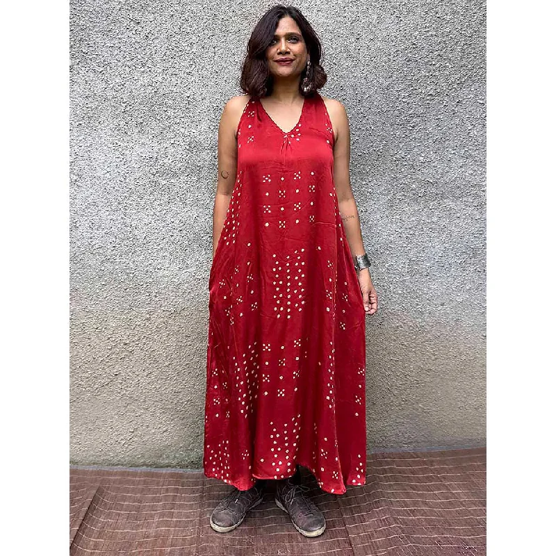 Chidiyaa Gypsy Heart Amelie Modal Silk Red Dress