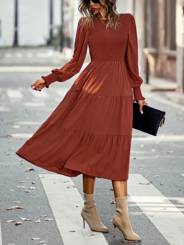 Blue Zone Planet |  Elastic waist mid-length dress for vacation
