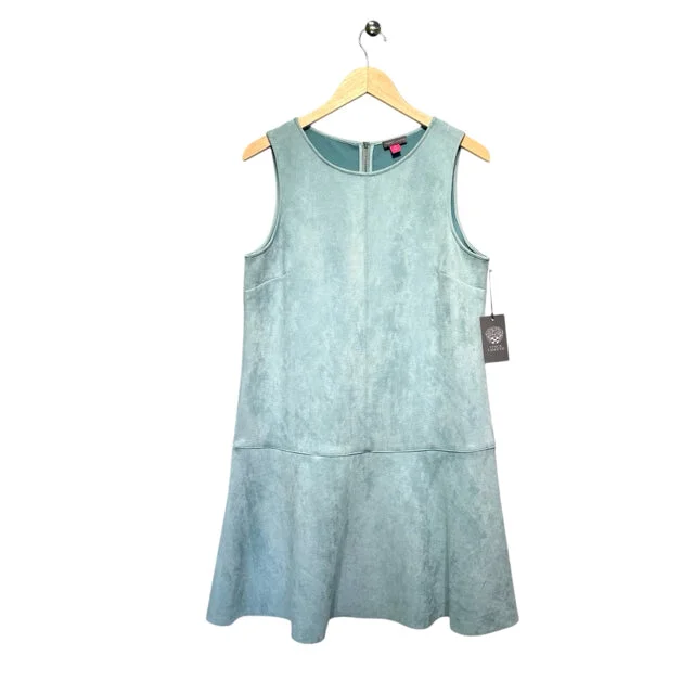 Vince Camuto Women Size Medium Aqua Faux Suede Sleeveless Poly Blend Dress