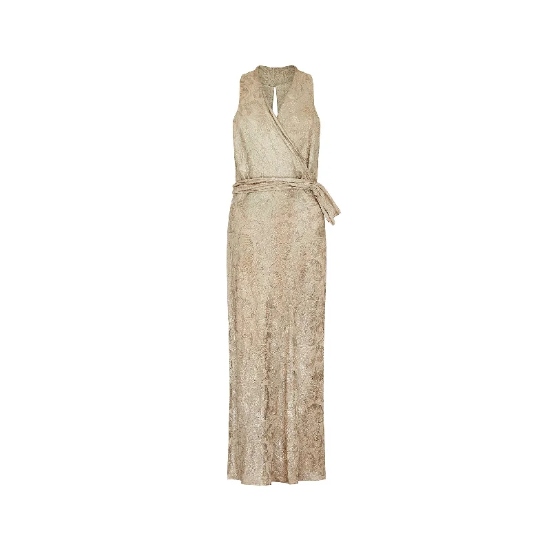 1930s Haute Couture Silver Lame Evening Dress