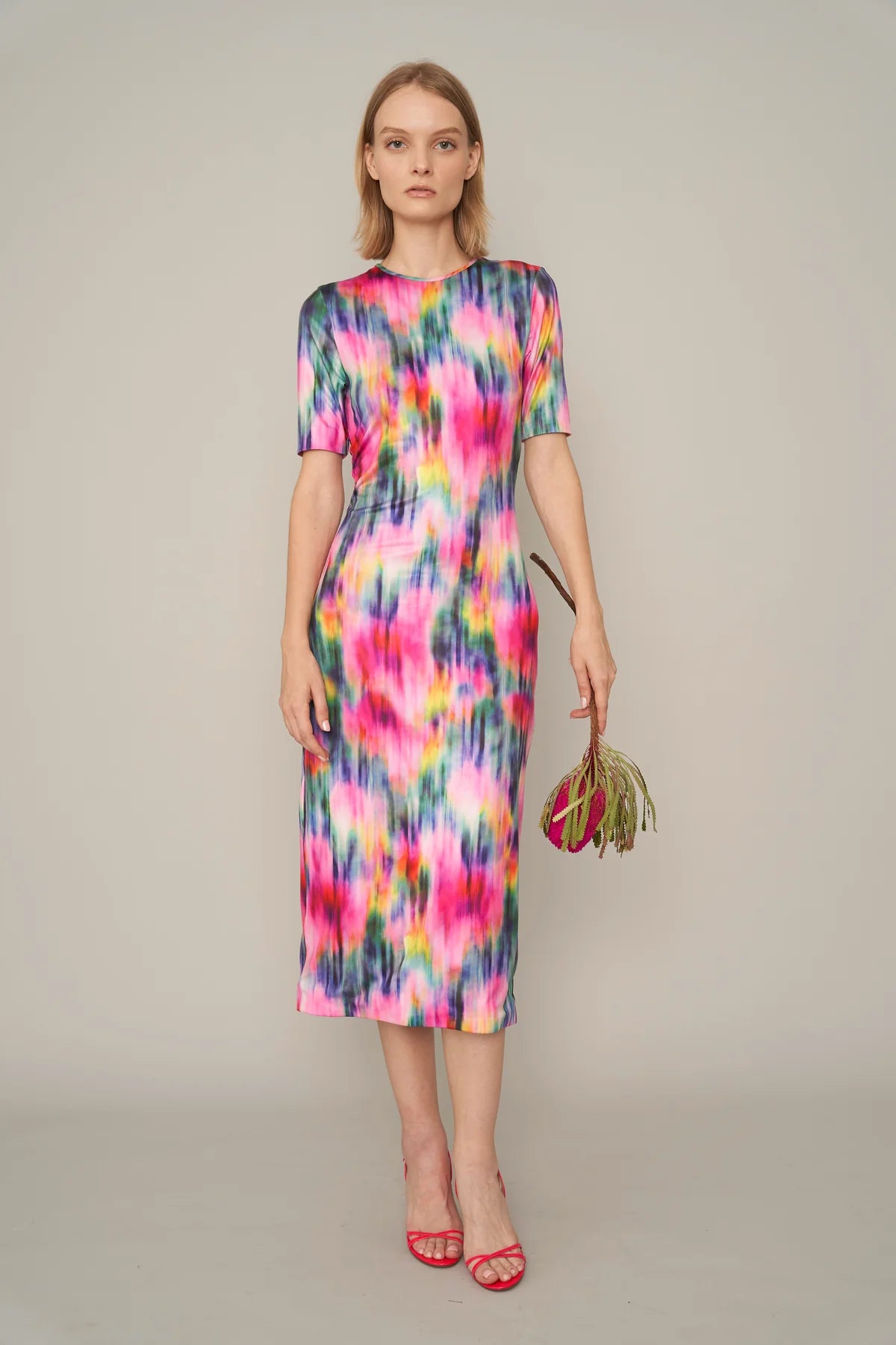 Short Sleeve Kate Dress Melting Florals - Le Superbe