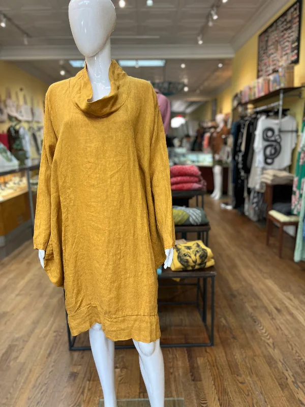 Linen Cowl Neck Dress (Color Options)