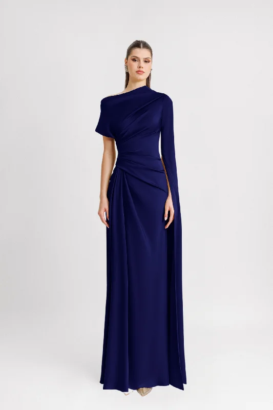 Asymmetrical Neckline cape Dress