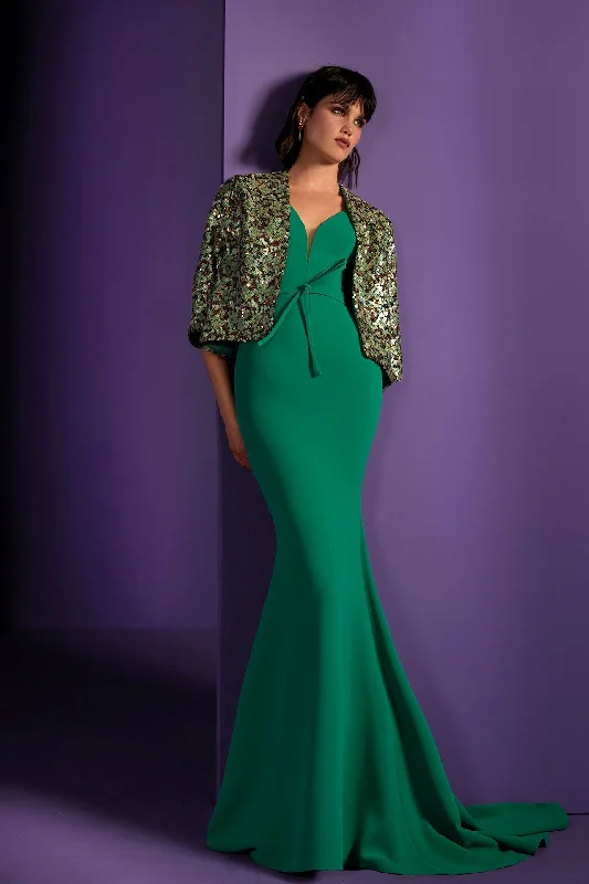 Crepe dress with sequined bolero
