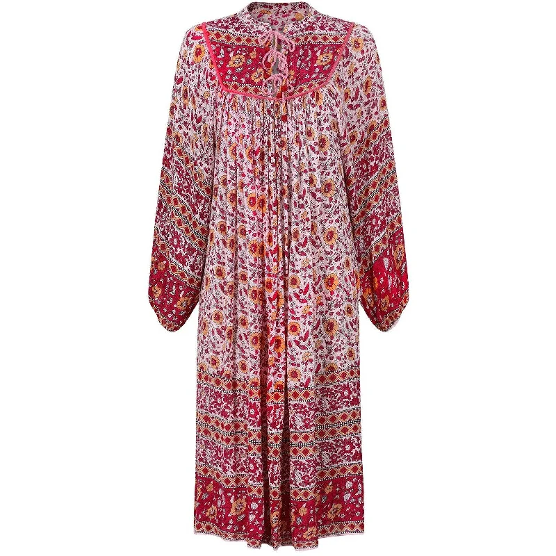 1970s Original Paisley Print Indian Block Work Dress