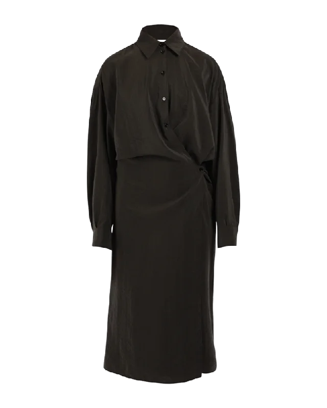 Straight Collar Twisted Dress