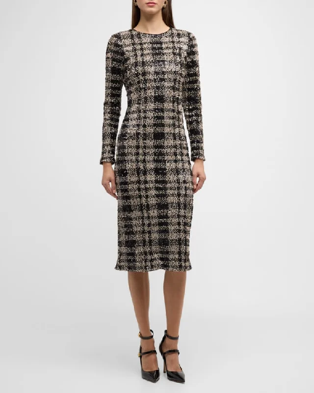 Kate Dress Tartan Cluster Sequins - Le Superbe