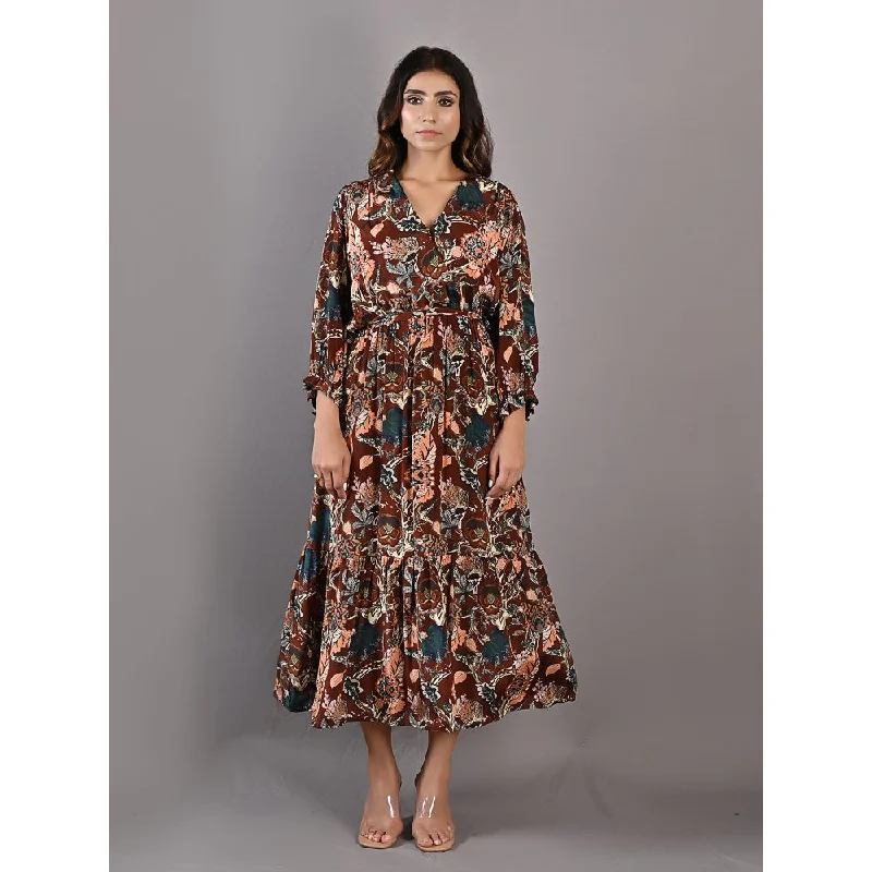 Bohame Amaryllis Multi & Maroon Dress