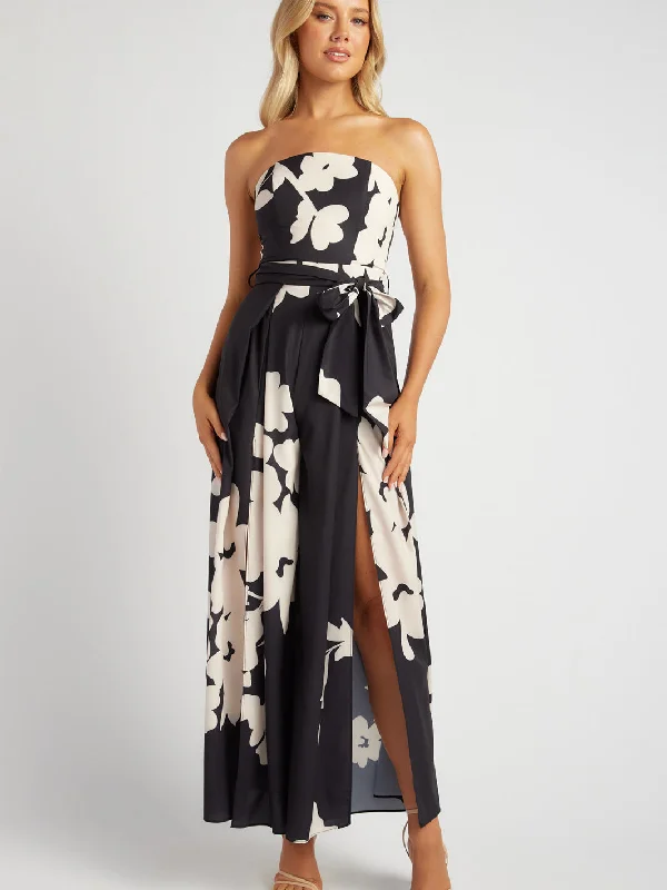 Abstract Floral Strapless Dress 342
