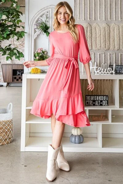 Blue Zone Planet |  Reborn J Tie Front Ruffle Hem Dress