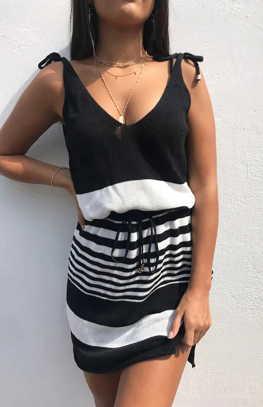 Blue Zone Planet |  Women's Sleeveless V-Neck Striped Dress