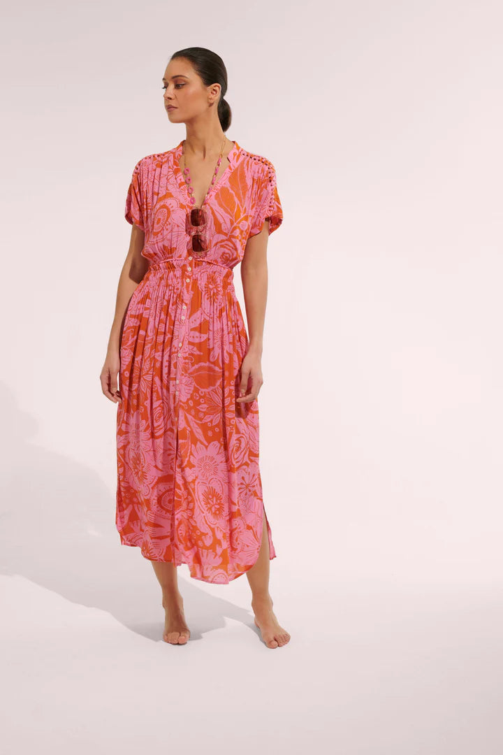 Long Dress Becky Pink Gauguin - Poupette St Barth