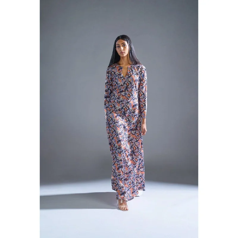 PRIMAL GRAY Multi Baroque Crepe Full Length Dress