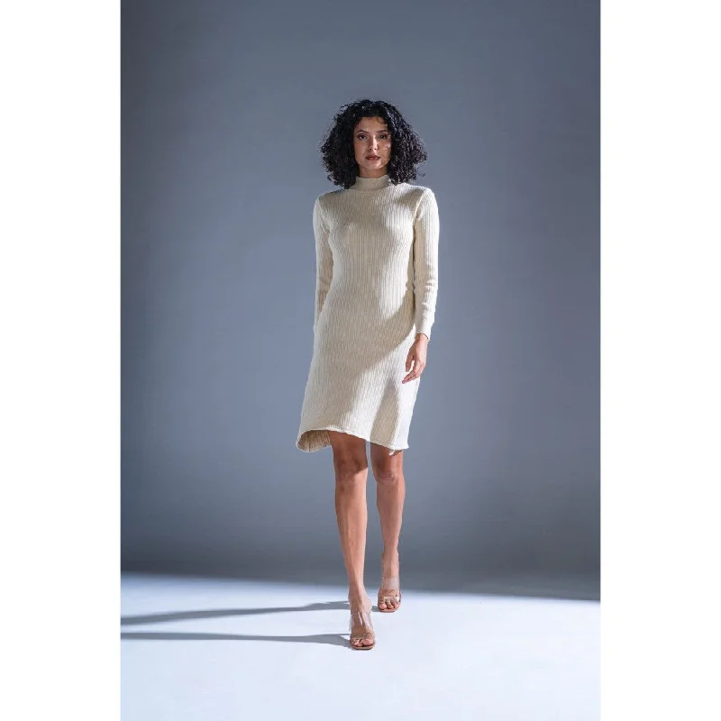 PRIMAL GRAY Cream Knitted Casual Knit Dress