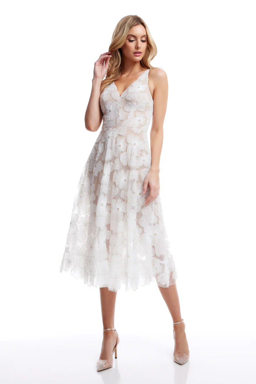 Blair Dress White/Nude - Dress The Population