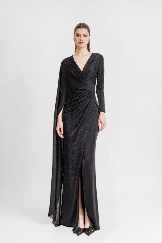 V Neck jersey dress with envelope skirt