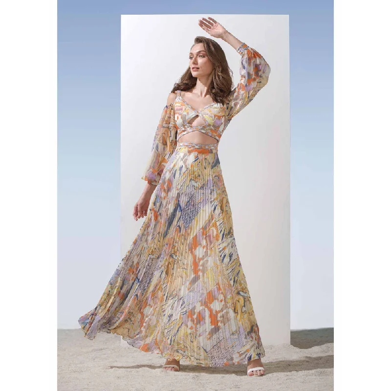MANDIRA WIRK Criss Cross Cut Out Detail Printed Dress