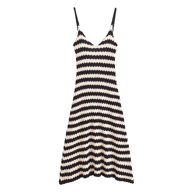 Striped Knitted A Line Dress