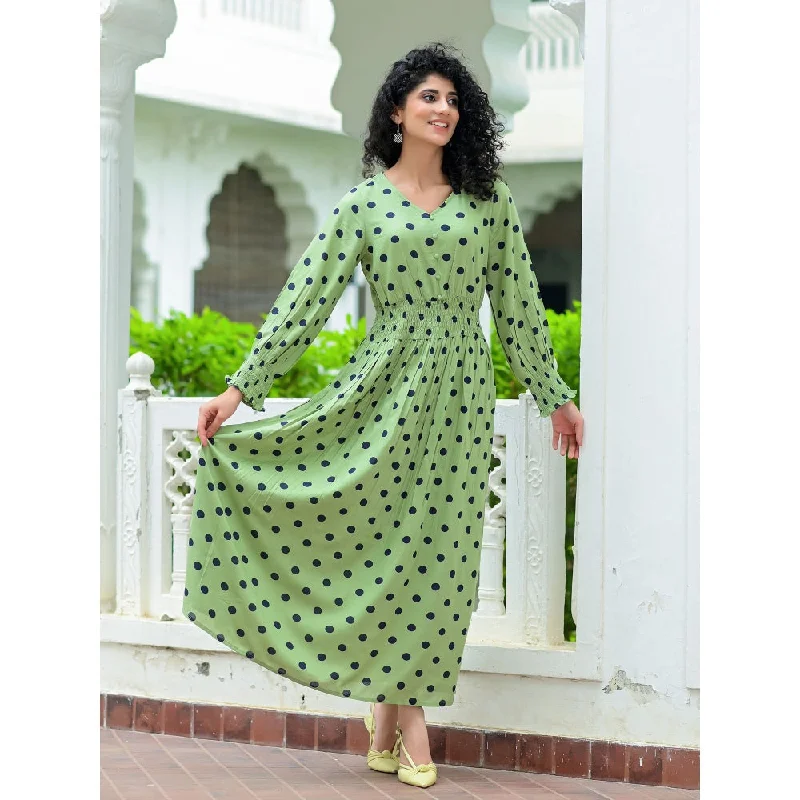 Bhayli Polka Dot Print Rayon Dress