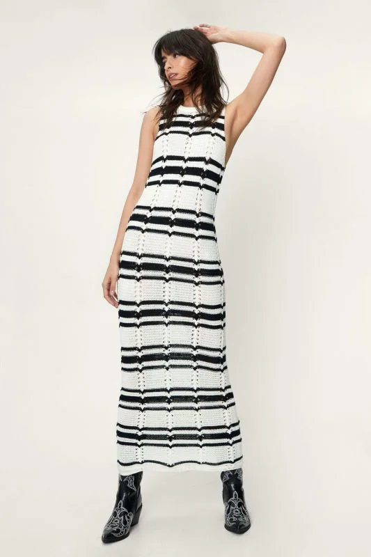 Blue Zone Planet |  round neck loose contrast striped dress
