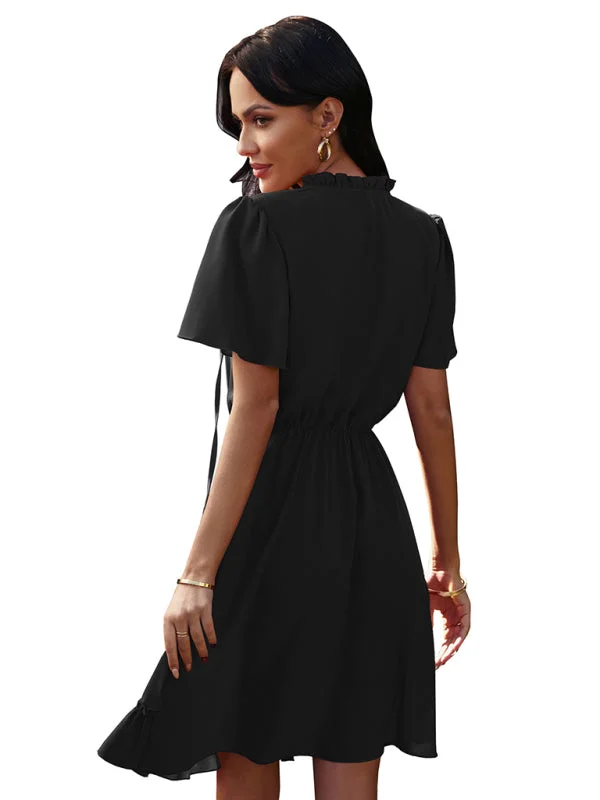 Blue Zone Planet |  Women's high neck loose Ruffle Dress